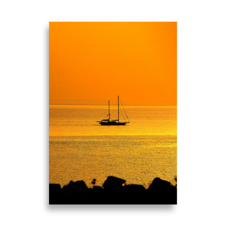 Poster - a ship on golden sea 21×30 cm artlia