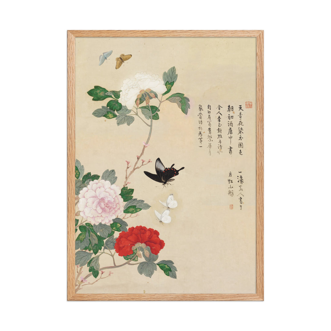 Poster - Blumen und Schmetterlinge Oak / 50×70 cm artlia