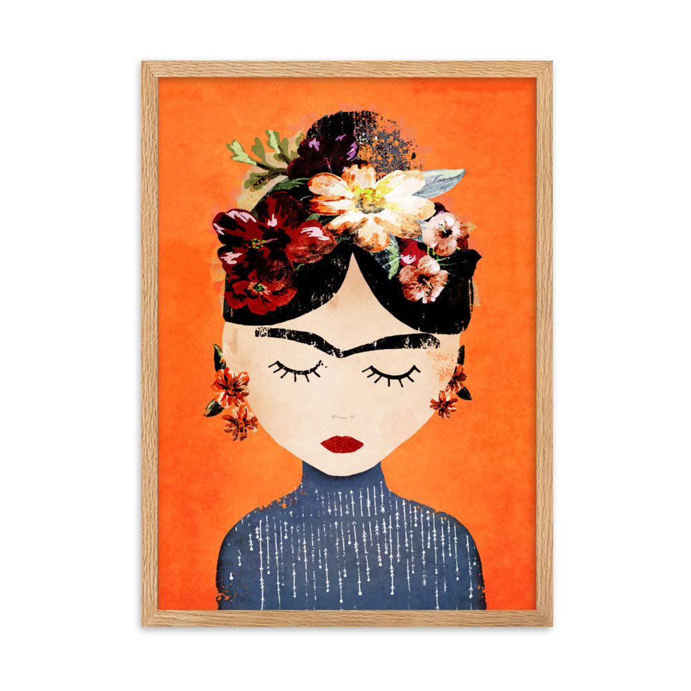 Poster - Frida Kahlo Orange Oak / 50×70 cm artlia