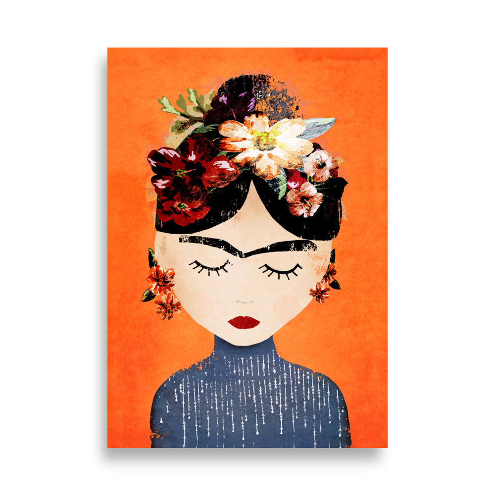Poster - Frida Kahlo Orange ohne Rahmen / 21×30 cm artlia