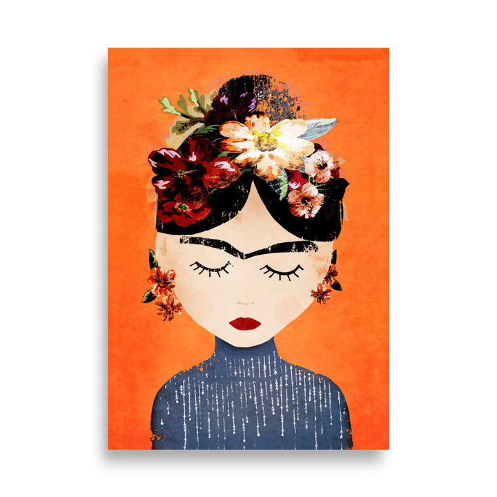 Poster - Frida Kahlo Orange ohne Rahmen / 21×30 cm artlia