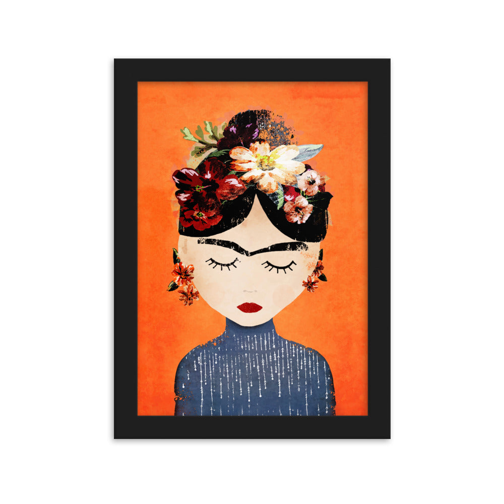 Poster - Frida Kahlo Orange Schwarz / 21×30 cm artlia