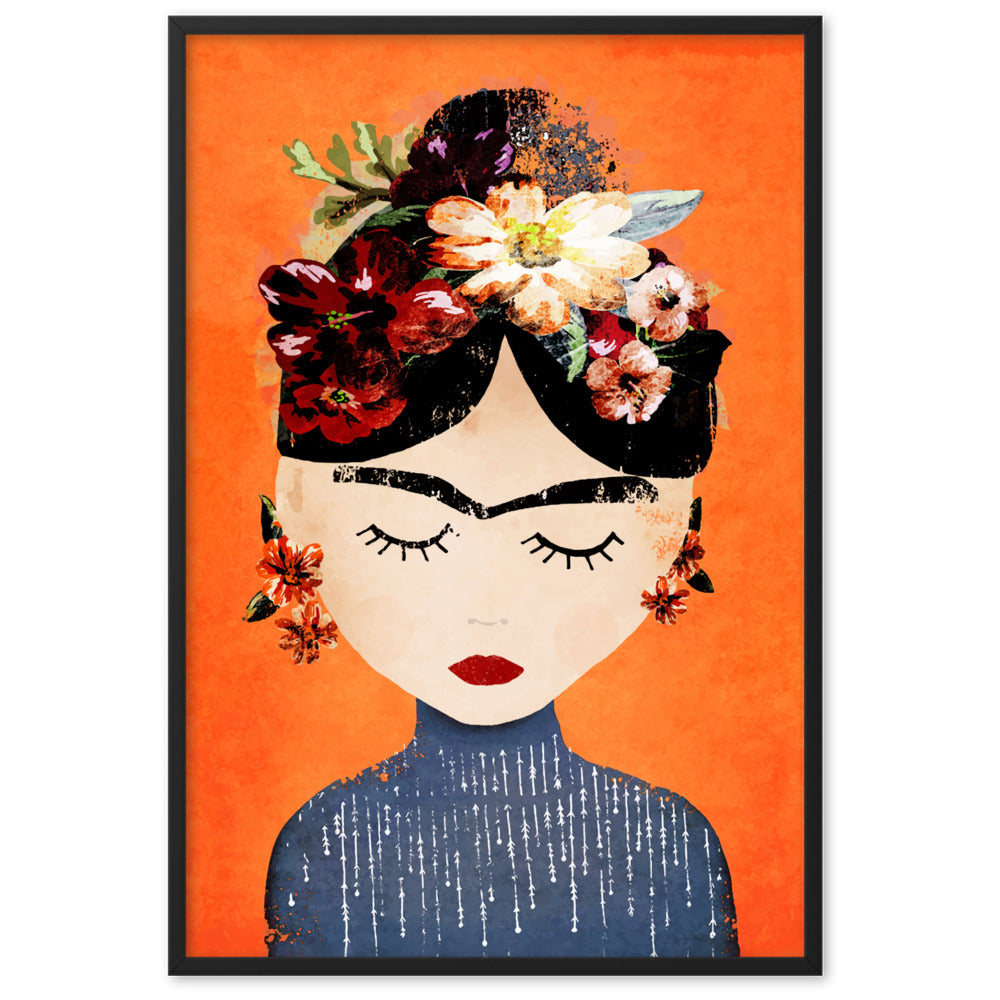 Poster - Frida Kahlo Orange Schwarz / 61×91 cm artlia