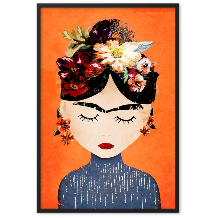 Poster - Frida Kahlo Orange Schwarz / 61×91 cm artlia