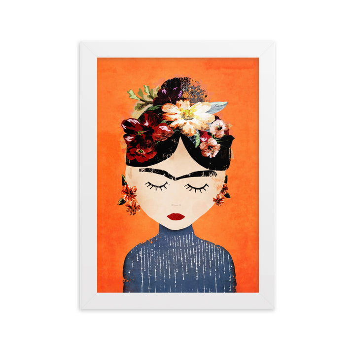 Poster - Frida Kahlo Orange Weiß / 21×30 cm artlia