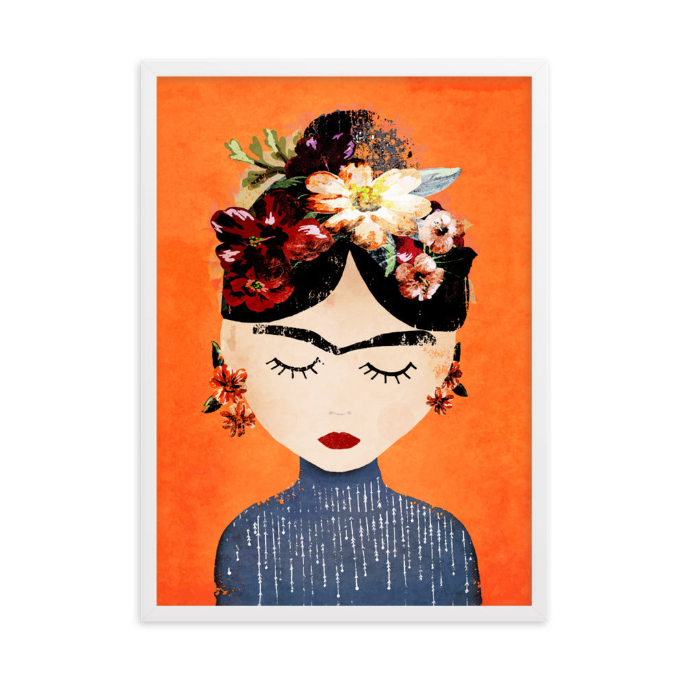 Poster - Frida Kahlo Orange Weiß / 50×70 cm artlia