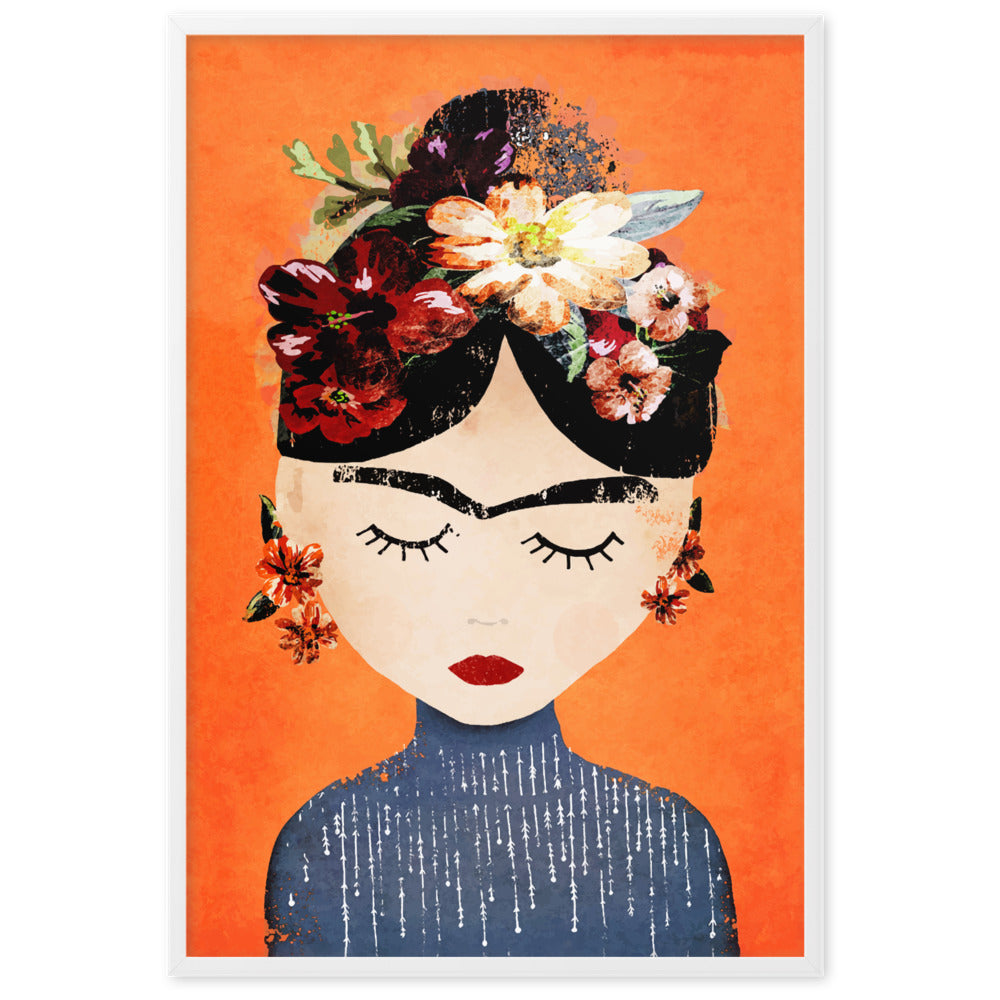 Poster - Frida Kahlo Orange Weiß / 61×91 cm artlia