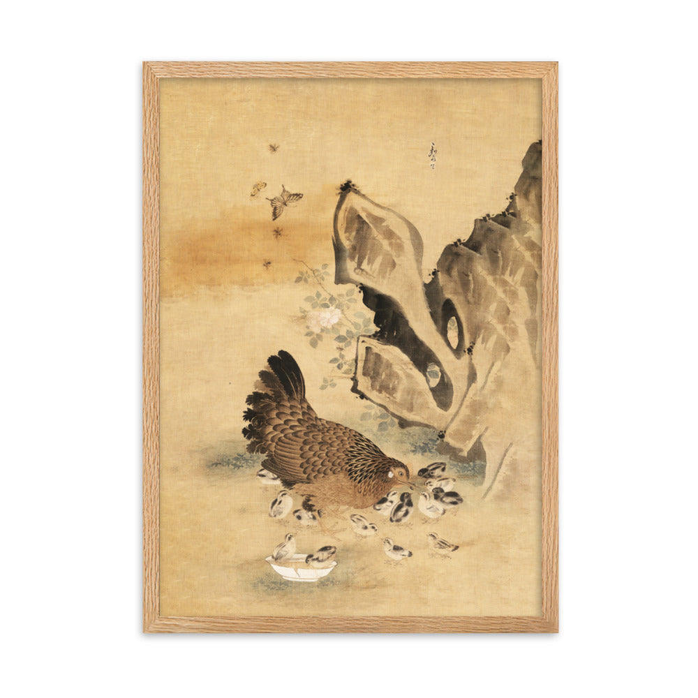 Poster - Henne und Küken, Byeon Sang-byeok Oak / 50×70 cm artlia