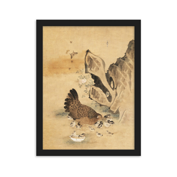 Poster - Henne und Küken, Byeon Sang-byeok Schwarz / 30×40 cm artlia