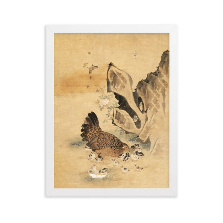 Poster - Henne und Küken, Byeon Sang-byeok Weiß / 30×40 cm artlia