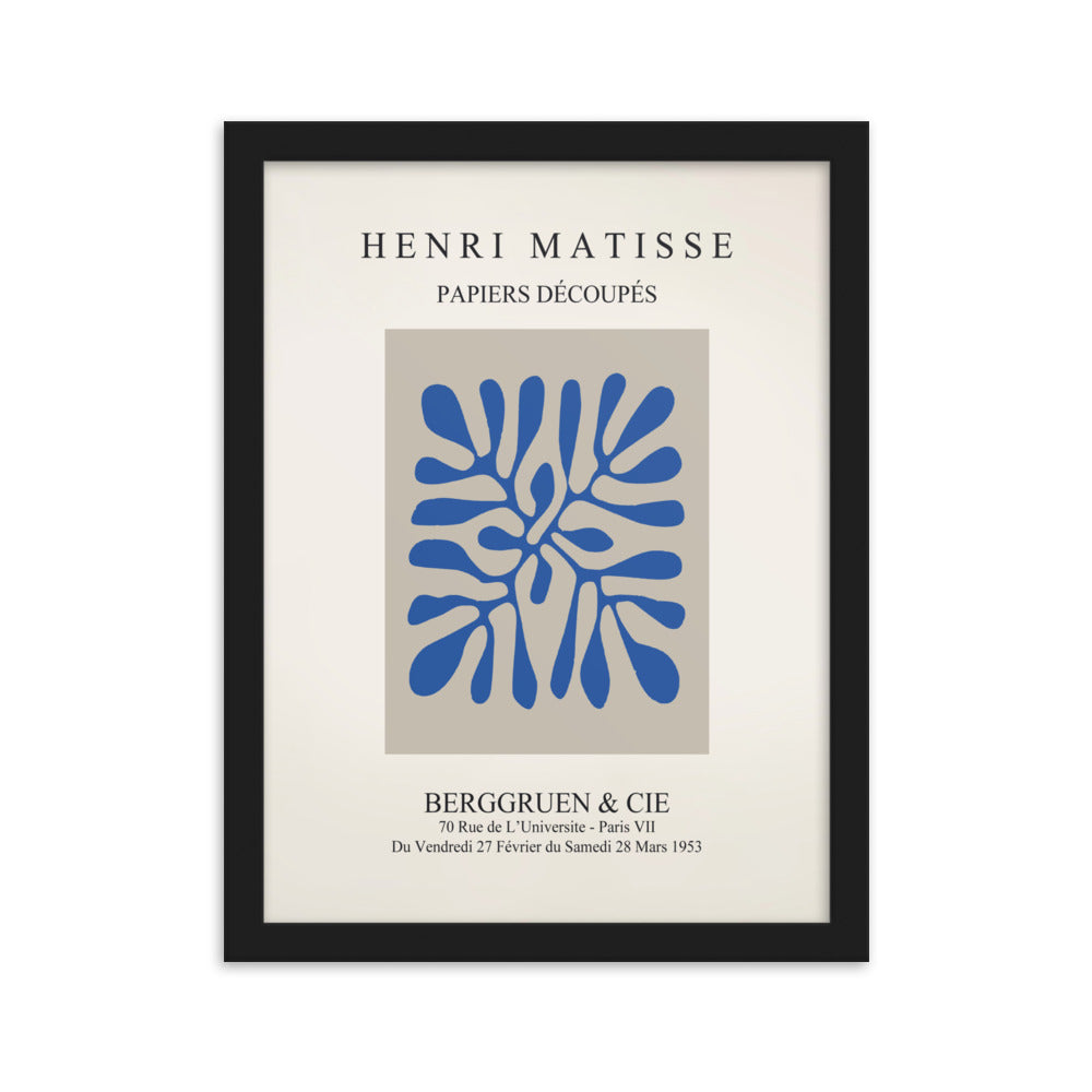 Poster - Henri Matisse, Papier Découpés blaue Blätter Schwarz / 30×40 cm artlia