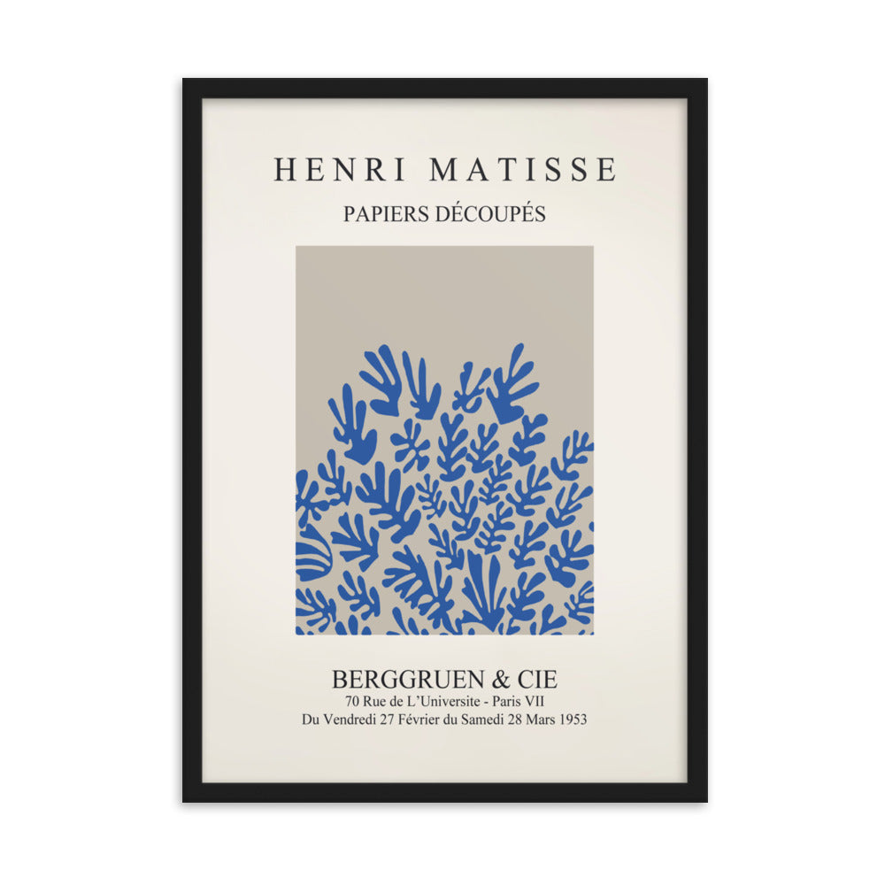 Poster - Henri Matisse, Papier Découpés blaue Blumen Schwarz / 50×70 cm artlia