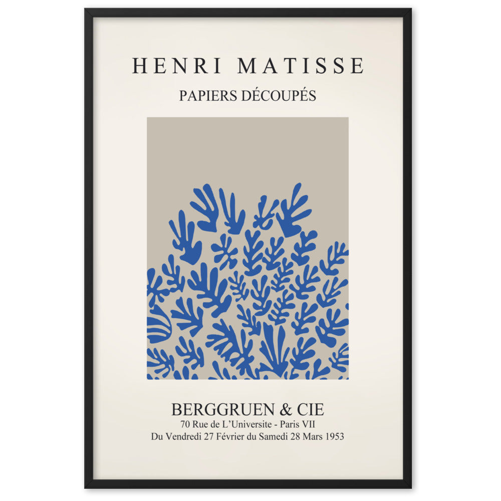 Poster - Henri Matisse, Papier Découpés blaue Blumen Schwarz / 61×91 cm artlia