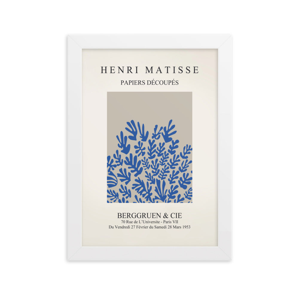 Poster - Henri Matisse, Papier Découpés blaue Blumen Weiß / 21×30 cm artlia