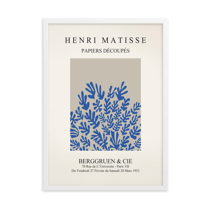 Poster - Henri Matisse, Papier Découpés blaue Blumen Weiß / 50×70 cm artlia