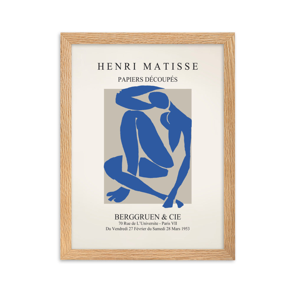 Poster - Henri Matisse, Papier Découpés blauer Akt Oak / 30×40 cm artlia