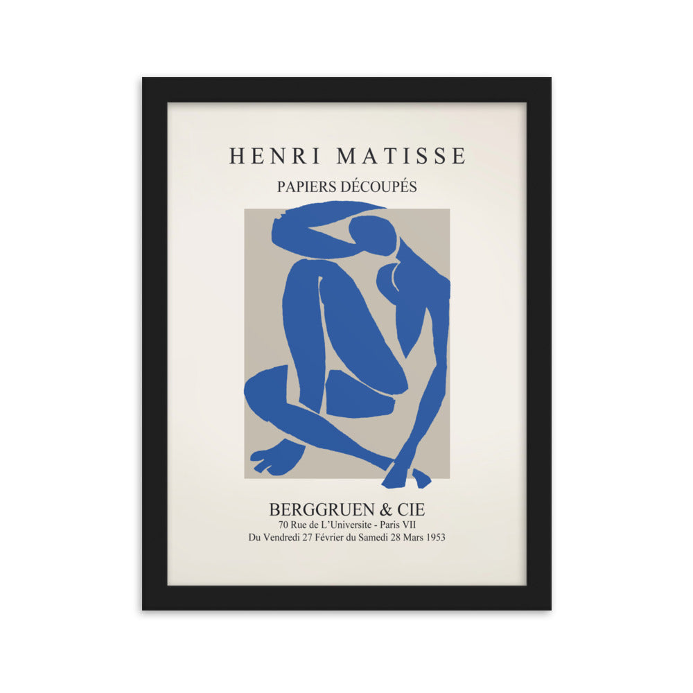 Poster - Henri Matisse, Papier Découpés blauer Akt Schwarz / 30×40 cm artlia