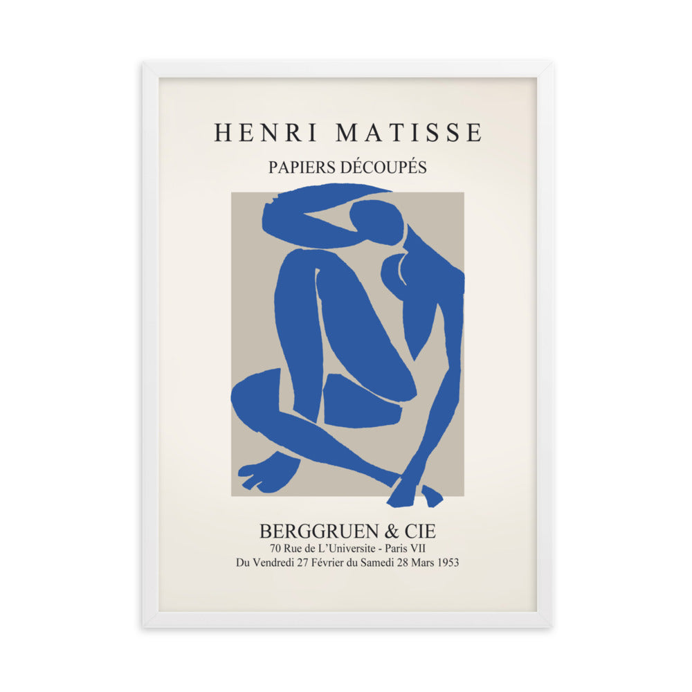 Poster - Henri Matisse, Papier Découpés blauer Akt Weiß / 50×70 cm artlia