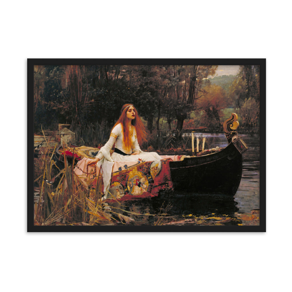 Poster - John William Waterhouse, Die Dame von Shalott Schwarz / 50×70 cm artlia