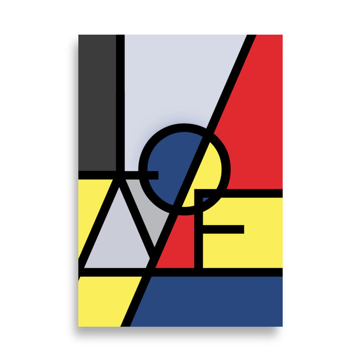 Poster - "LOVE" im Stil von Mondrian ohne Rahmen / 21×30 cm artlia