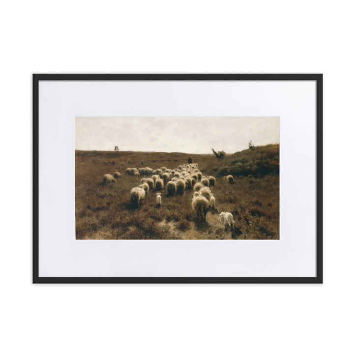 Poster mit Passepartout - Anton Mauve, The Return of the Flock, Laren Schwarz / 50×70 cm artlia