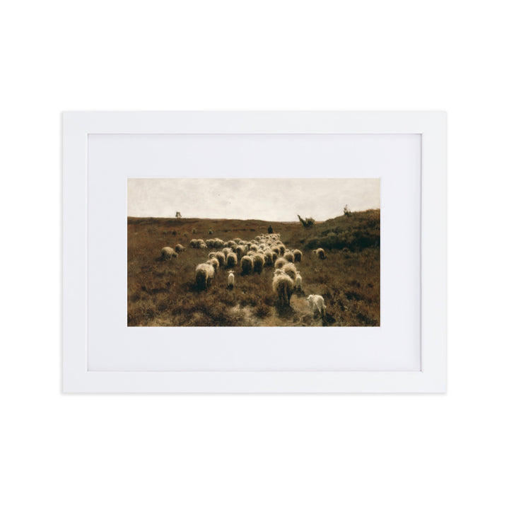 Poster mit Passepartout - Anton Mauve, The Return of the Flock, Laren Weiß / 21×30 cm artlia