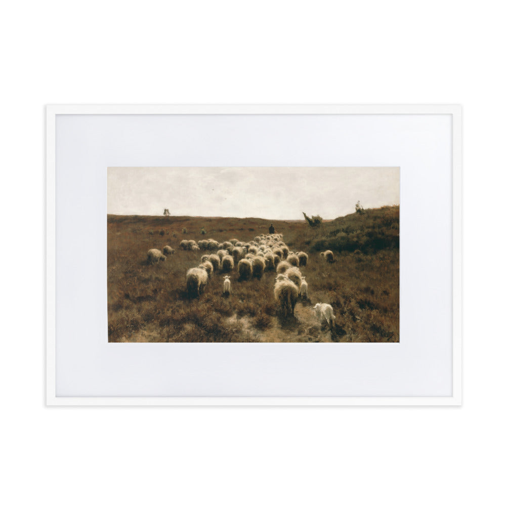 Poster mit Passepartout - Anton Mauve, The Return of the Flock, Laren Weiß / 50×70 cm artlia