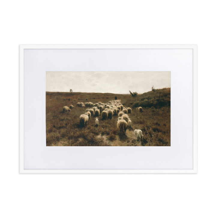 Poster mit Passepartout - Anton Mauve, The Return of the Flock, Laren Weiß / 50×70 cm artlia