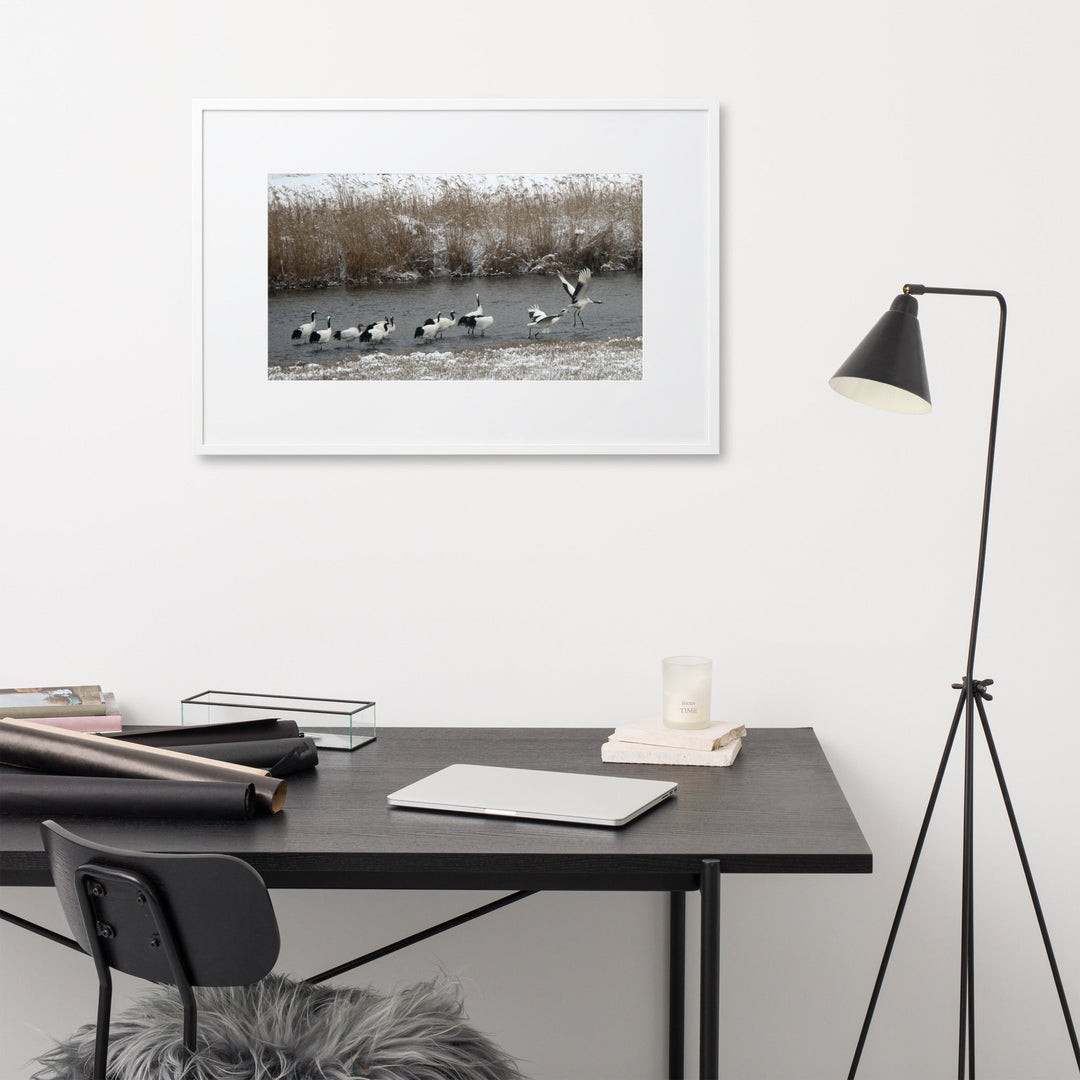 Poster mit Passepartout - Kraniche in Hantangang artlia