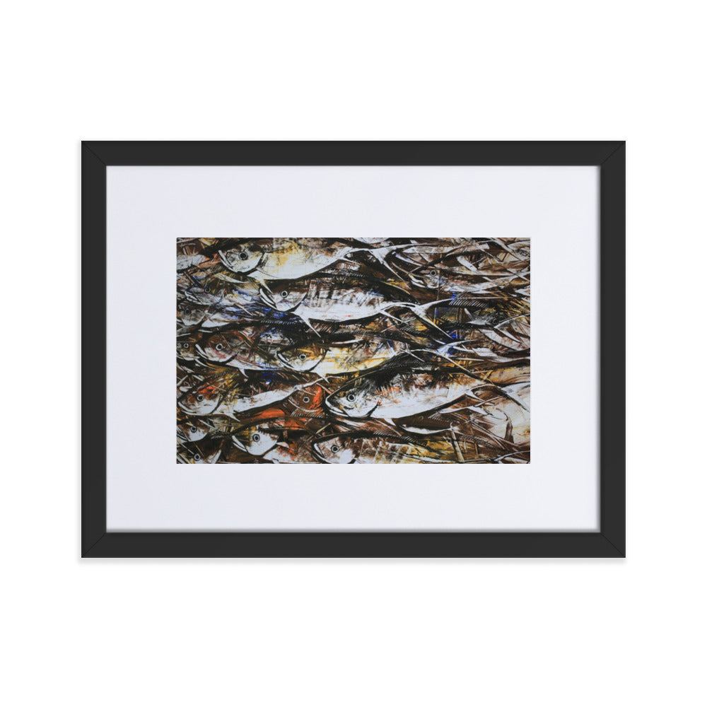 Poster mit Passepartout - Makrelen Schwarz / 30×40 cm artlia