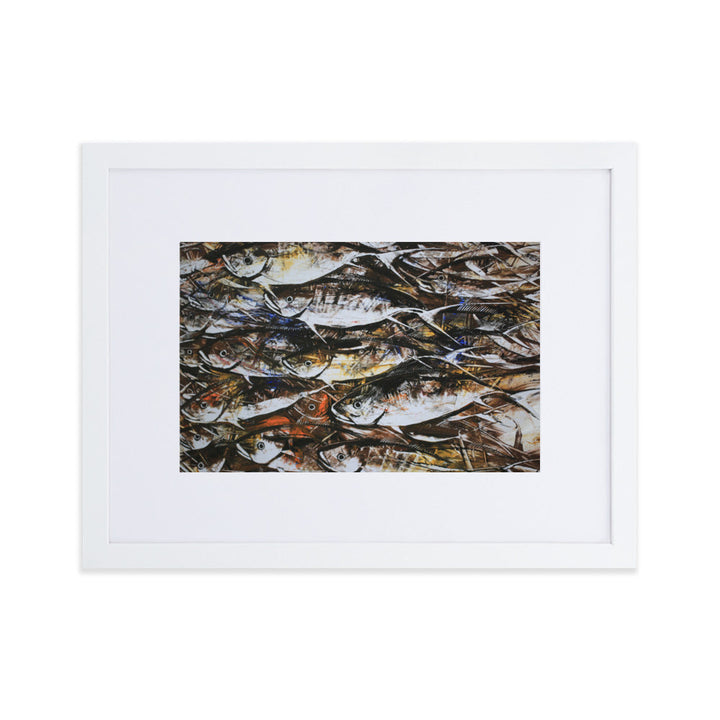 Poster mit Passepartout - Makrelen Weiß / 30×40 cm artlia