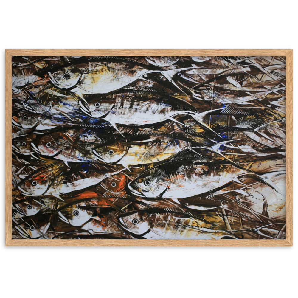 Poster mit Rahmen - Makrelen Oak / 61×91 cm artlia