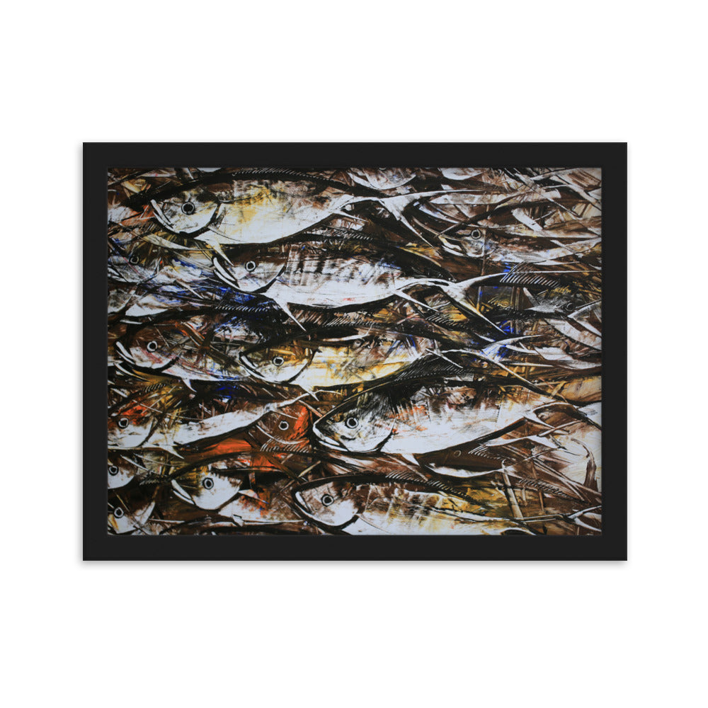 Poster mit Rahmen - Makrelen Schwarz / 30×40 cm artlia