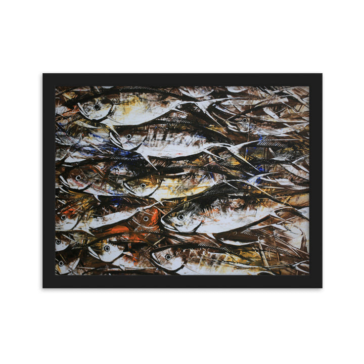 Poster mit Rahmen - Makrelen Schwarz / 30×40 cm artlia