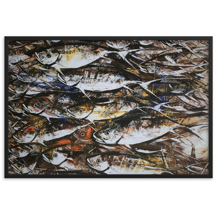 Poster mit Rahmen - Makrelen Schwarz / 61×91 cm artlia