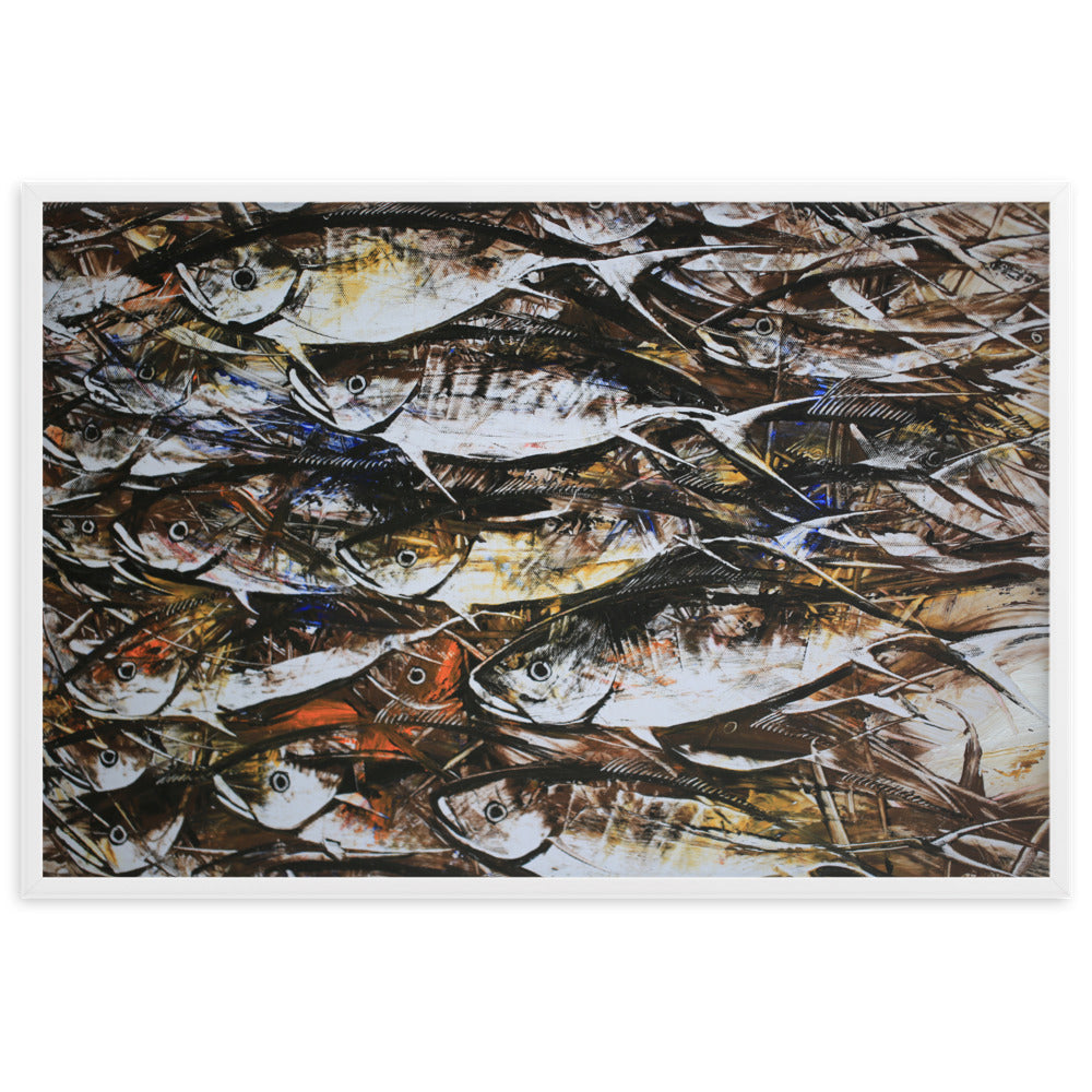 Poster mit Rahmen - Makrelen Weiß / 61×91 cm artlia