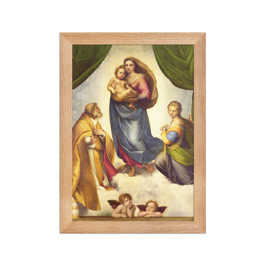 Poster - Raffaello Sanzio da Urbino, Die Sixtinische Madonna Oak / 21×30 cm artlia