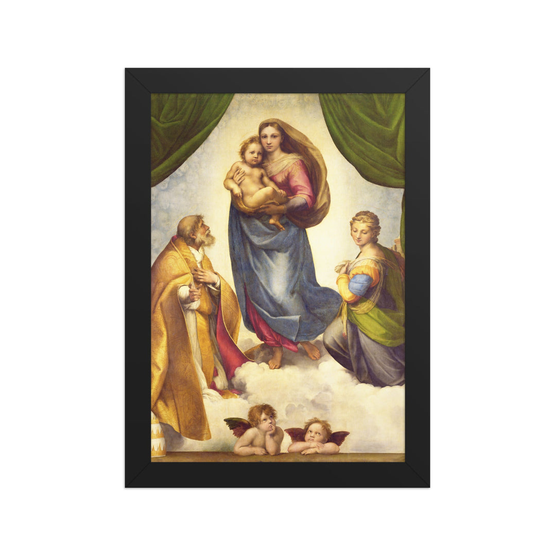 Poster - Raffaello Sanzio da Urbino, Die Sixtinische Madonna Schwarz / 21×30 cm artlia