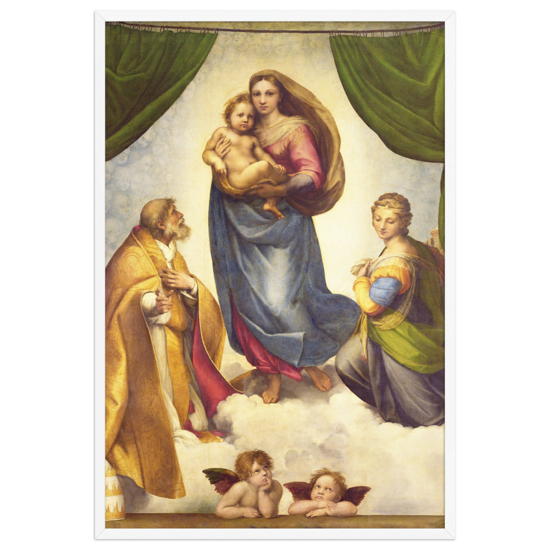 Poster - Raffaello Sanzio da Urbino, Die Sixtinische Madonna Weiß / 61×91 cm artlia