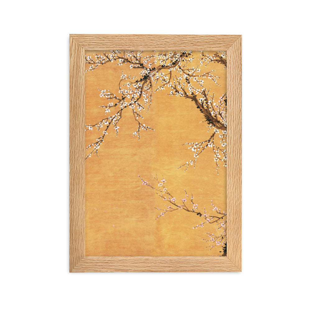 Poster - Rote und weiße Pflaumenblüten Oak / Teil 1 / 21×30 cm artlia