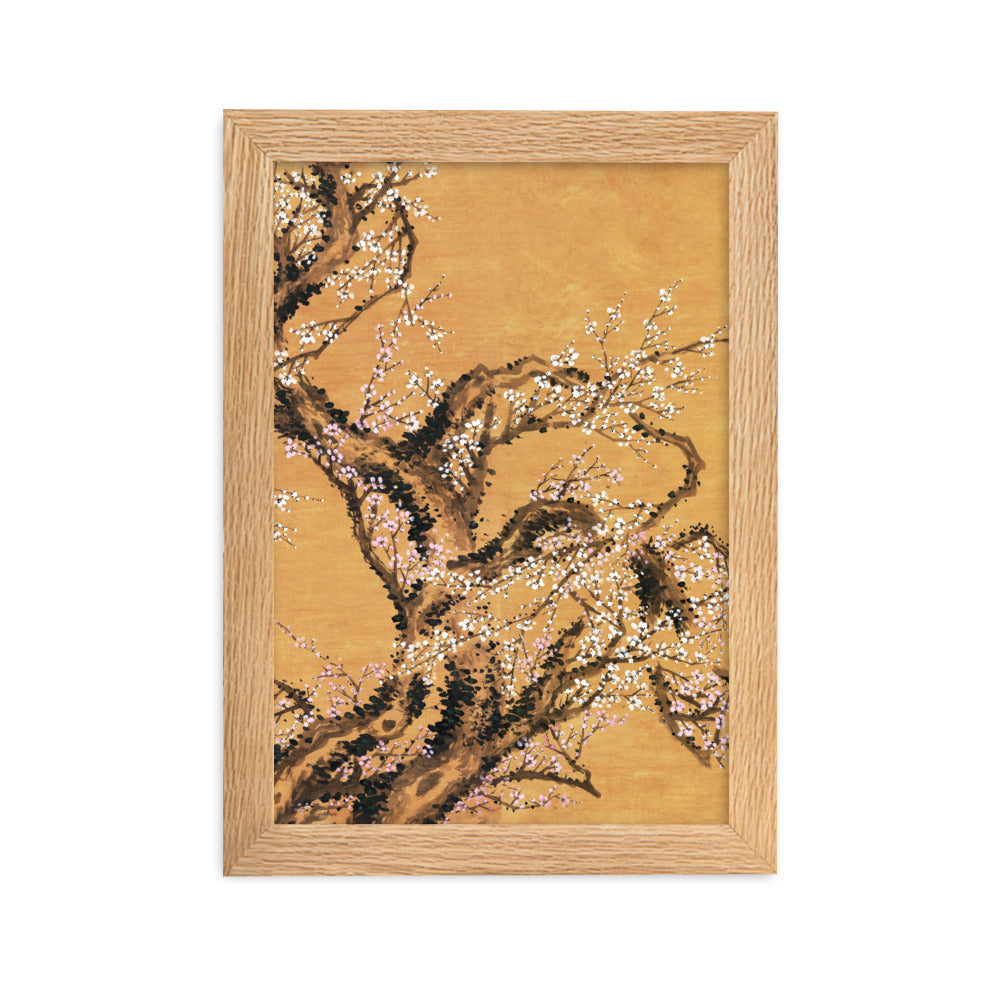 Poster - Rote und weiße Pflaumenblüten Oak / Teil 2 / 21×30 cm artlia