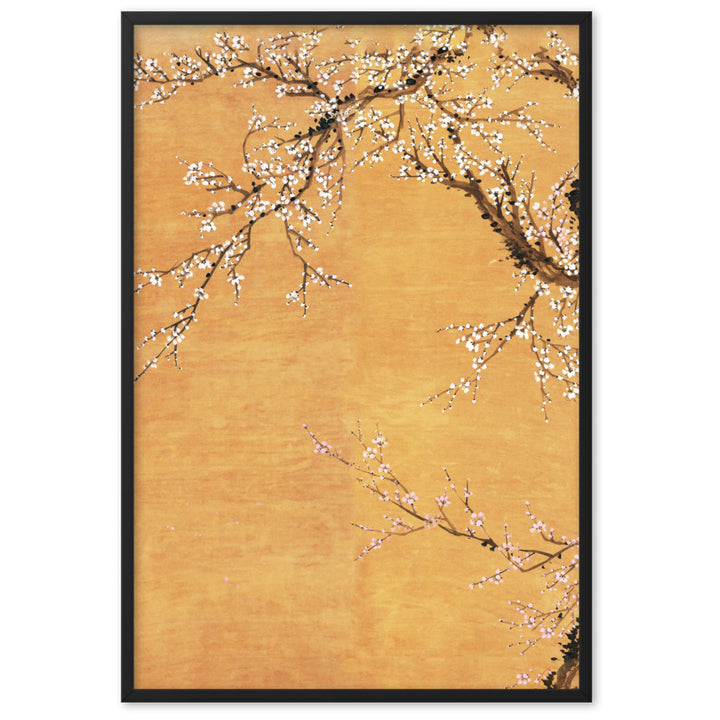 Poster - Rote und weiße Pflaumenblüten Schwarz / Teil 1 / 61×91 cm artlia