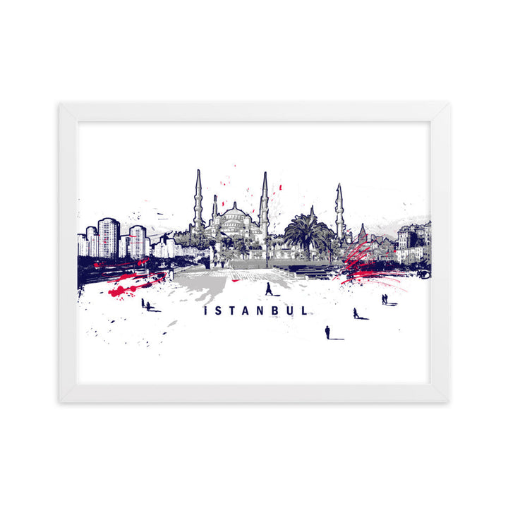 Poster - Skyline Istanbul Weiß / 30×40 cm artlia