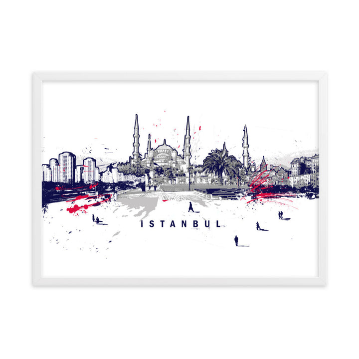 Poster - Skyline Istanbul Weiß / 50×70 cm artlia