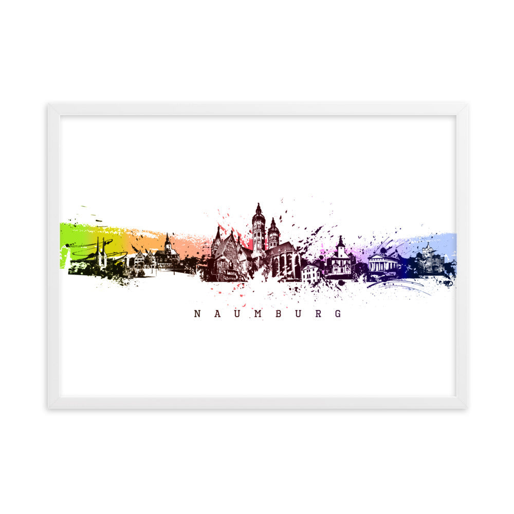 Poster - Skyline Naumburg Weiß / 50×70 cm artlia