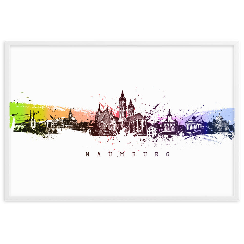 Poster - Skyline Naumburg Weiß / 61×91 cm artlia