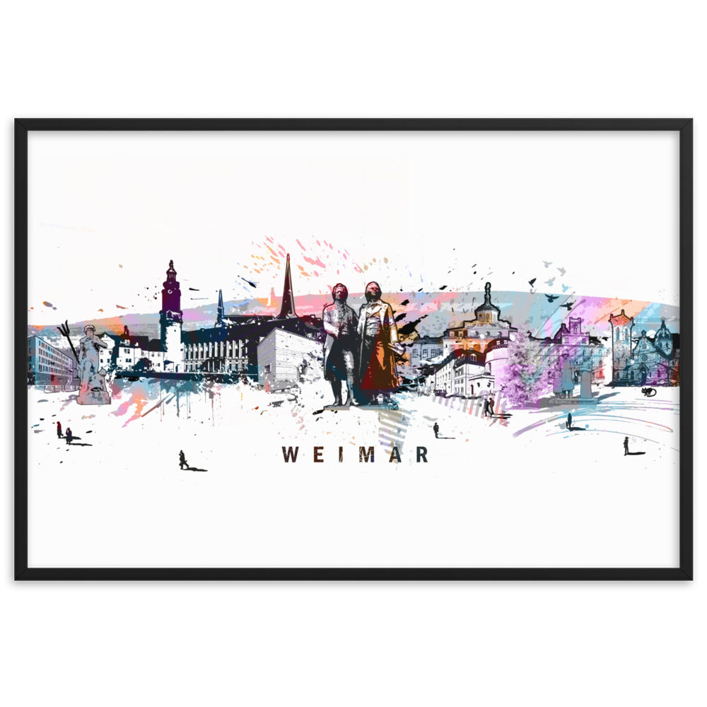 Poster - Skyline Weimar Schwarz / 61×91 cm artlia