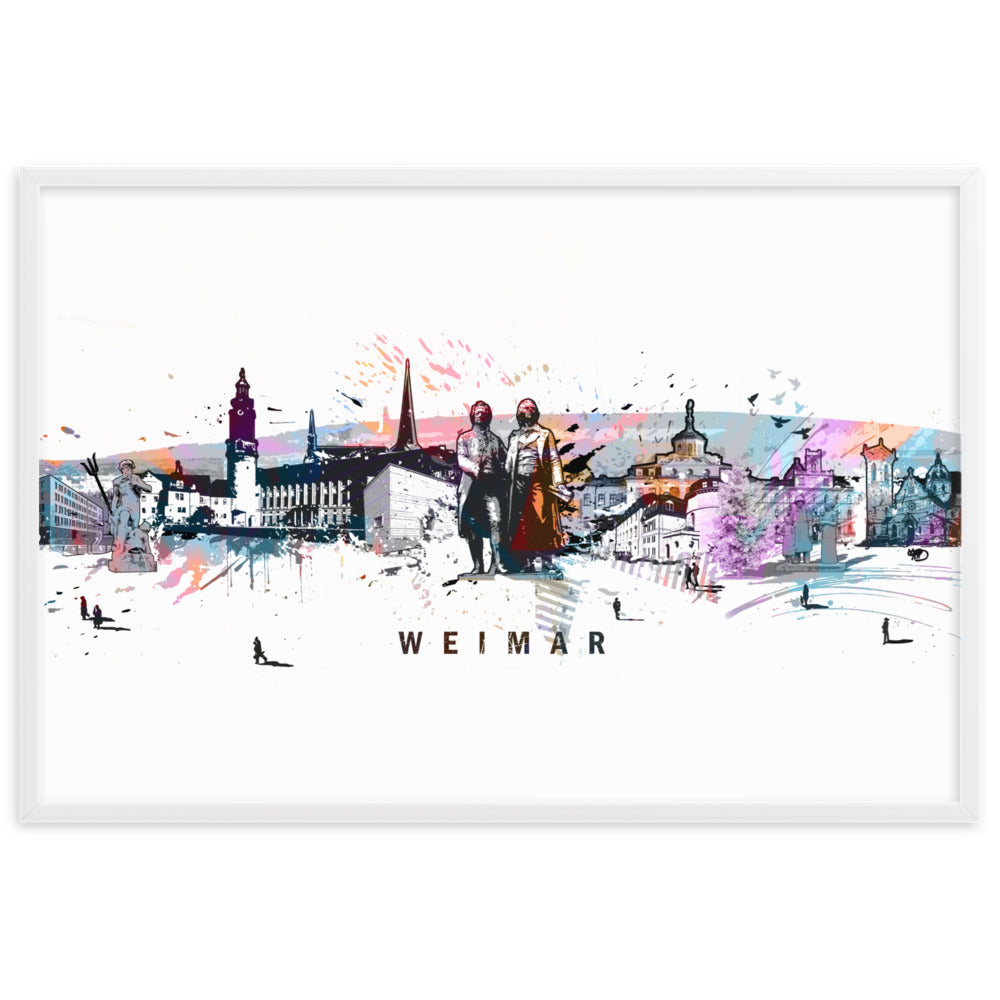 Poster - Skyline Weimar Weiß / 61×91 cm artlia