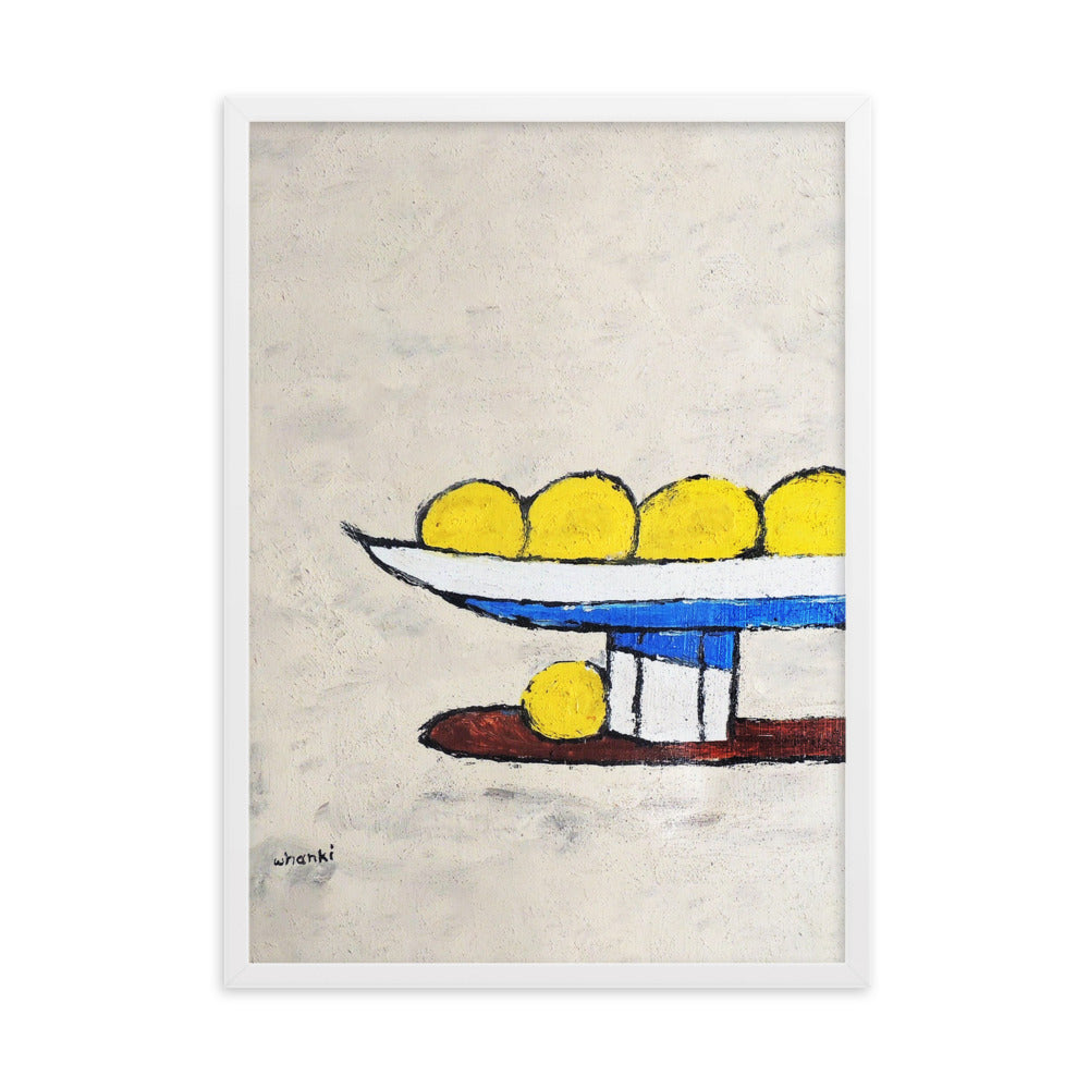 Poster - Whanki Kim, Zitronen auf Tablett Weiß / 50×70 cm artlia