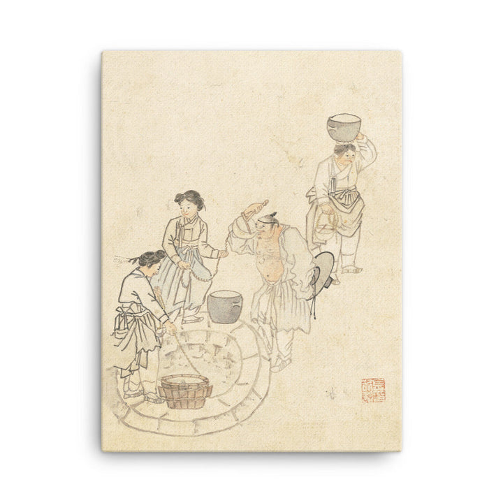 bei der Quelle, Umulga, Kim Hong-do - Leinwand 30x41 cm artlia